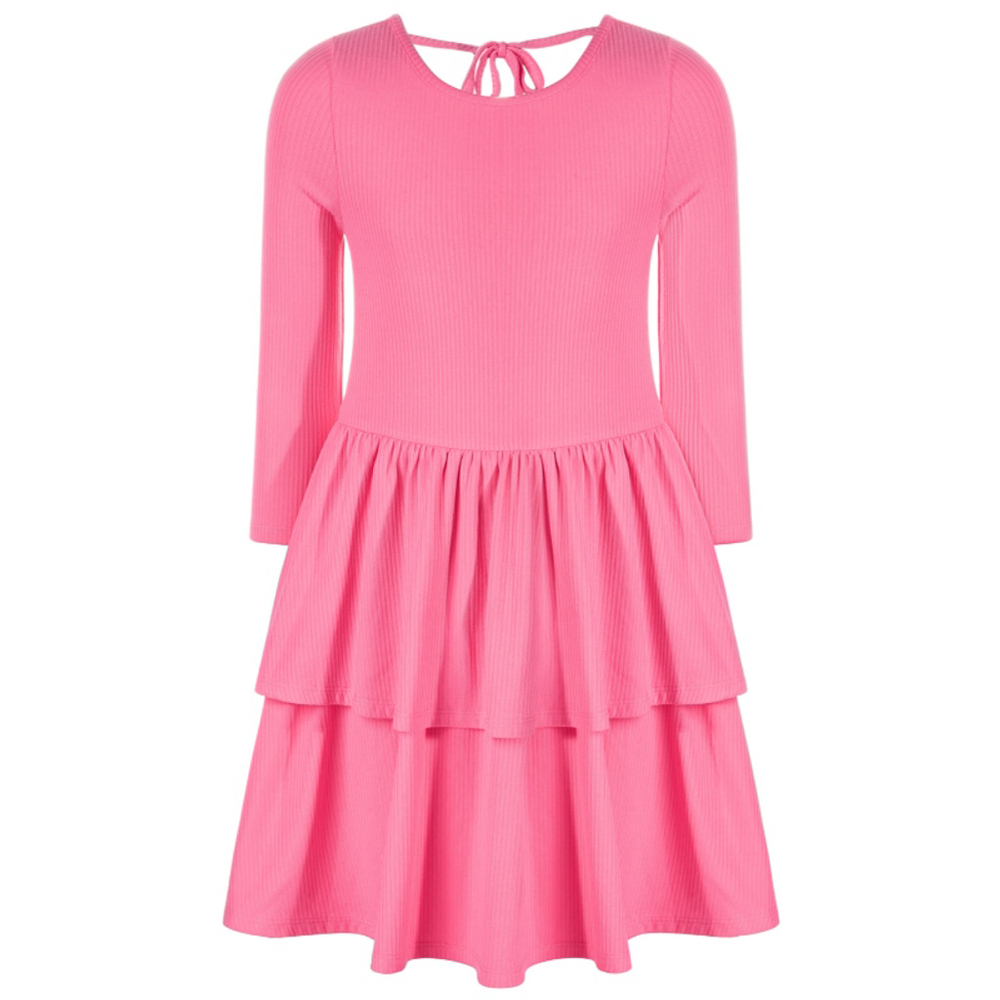 Epic Threads Big Girls Size Large Pink Ribbed-Knit Tiered Ruffled Dress NWT